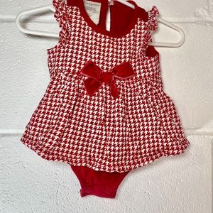 First Impressions Red & White Onesie Dress